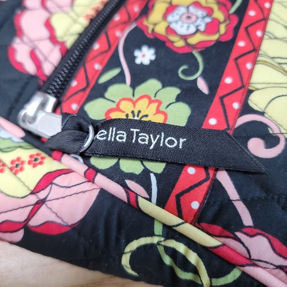 Bella Taylor Quilted Fabric Black Floral Crossbody Shoulder Bag & Wallet Set Lot - Picture 15 of 16